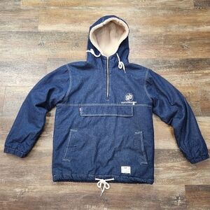O'NEORIGHT STREETWEAR DENIM HOODIE WITH SHERPA & QUILTED LINING SIZE FREE SIZE